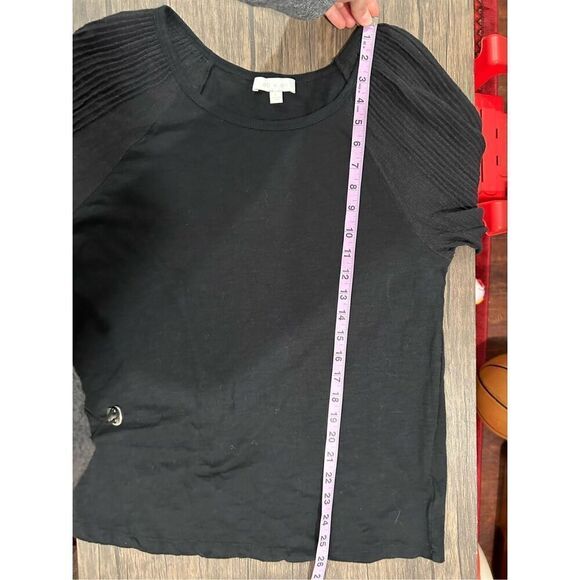 Eri + Ali Anthropologie Black Lace Detailed Knit Sleeves Size Large Fringe Boho - Picture 9 of 10